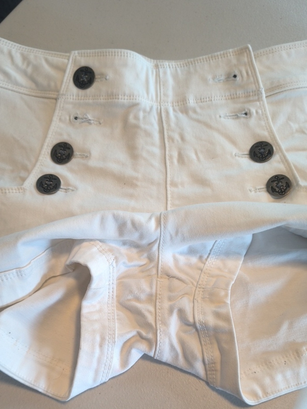Express High Waist Cream Button Shorts - Picture 8 of 14